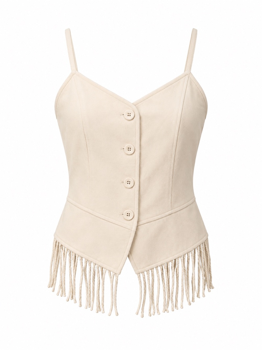 NWT FORE CREAM FRINGE BUTTON DOWN CAMISOLE